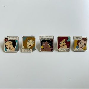 Set of 5 Disney Princess Pins Comic book style hidden Mickey series